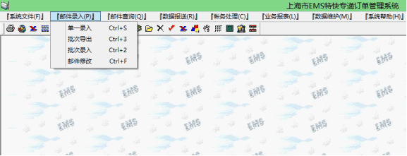  上海EMS订单打印系统录入数据界面